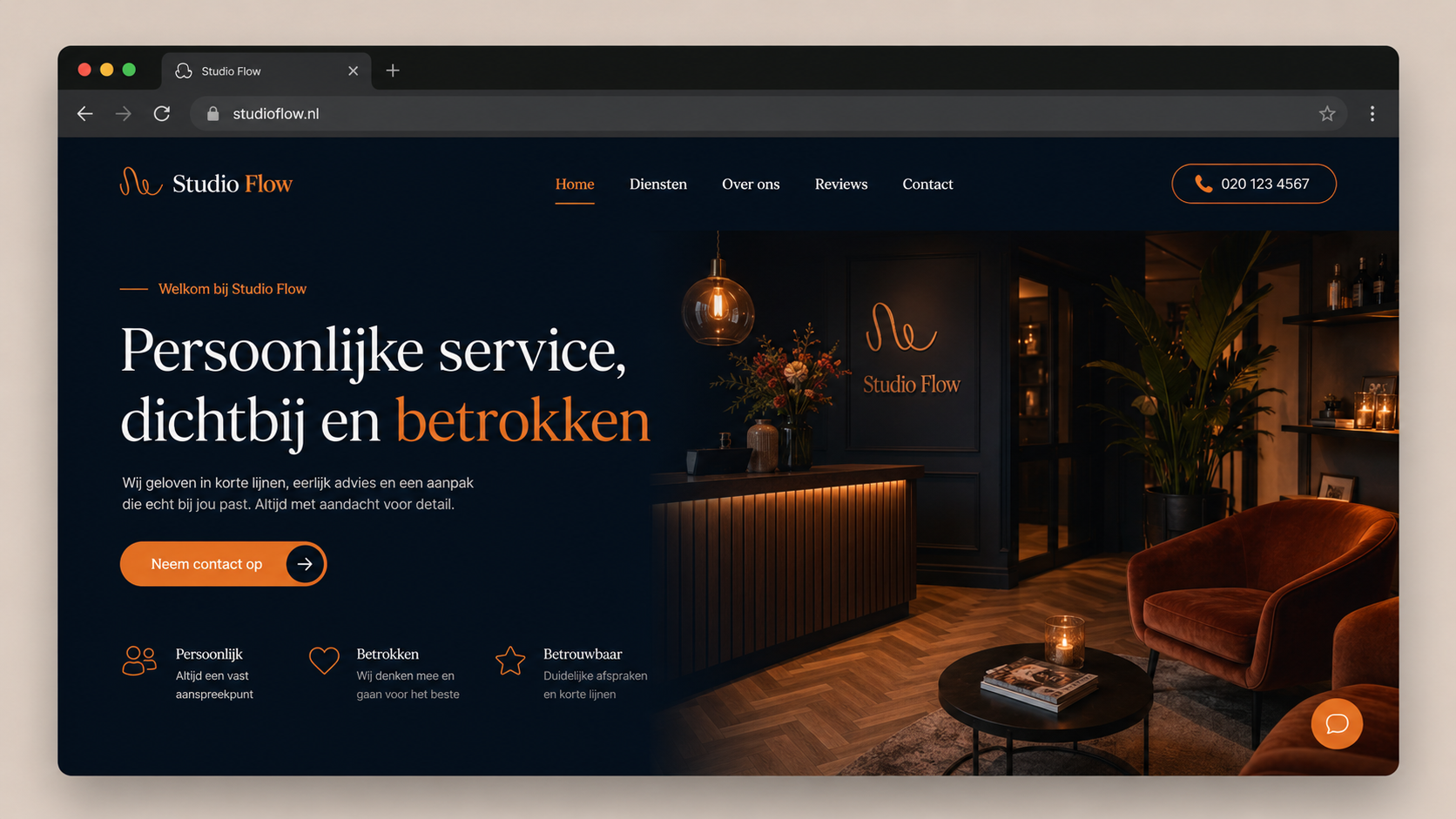 Voorbeeldwebsite Studio Flow